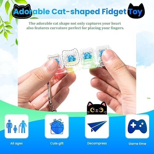 2 Pcs Keyboard Fidget Toy for Adult, Cat Shape Clicker Keyboard Fidget Keychain with LED Lights, White 4-in-1 Loud Stress Relief Fidget Keyboard for Anxiety Decompression (White) thumbnail 4