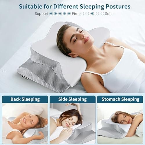 Cervical Neck Pillow for Pain Relief - Cooling Side Sleeper Pillow for Sleeping, Ergonomic Memory Foam Pillows for Neck Support, Contour Orthopedic Bed Pillow for Back Stomach Sleepers thumbnail 6