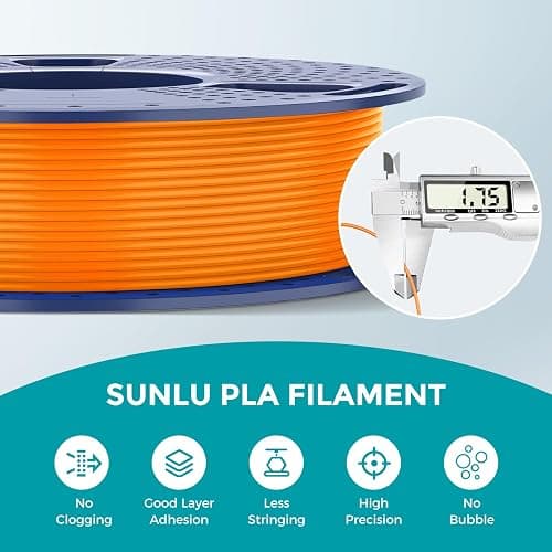 SUNLU PLA Filament 1.75mm, 250g Spool Bundle, 3D Printer Filament | Beginner Friendly Multicolor Bundle, Easy Printing, 8 Rolls, White+Red+Orange+Yellow+Green+Blue+Cyan+Purple thumbnail 6
