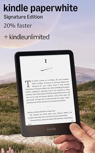 Amazon Kindle Paperwhite Signature Edition 32GB – 20% faster with auto-adjusting front light, wireless charging, and weeks of battery life – Metallic Black + 3 Months Free Kindle Unlimited (with auto-renewal) thumbnail 2