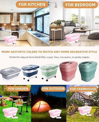 DDMOMMY 10-13 Lbs Dog Food Container, Collapsible Pet Food Storage Containers with Airtight Lid, Pet Food Scoop and Silicone Dog Bowl, Dog Food Storage Container Dry Food for Dog, Cat thumbnail 8