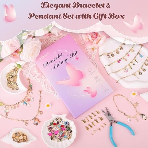 Wisreach 417 PCS Stainless Steel Gold Charm Bracelet Making Kit, DIY Jewelry Making Supplies with Paperclip Chain Bracelets, Charms & Jump Rings, Starter Craft Kit, Women & Beginners thumbnail 6