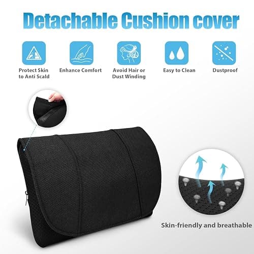 WOQQW Back Massager Neck Massage Pillow with Heat - Shiatsu Back Massager Present, Gifts for Women/Men/Mom/Dad - Deep Kneading Massage for Shoulder, Waist, Leg, Foot and Muscle - Glossy Black thumbnail 6