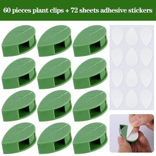 Geiserailie 60 Plant Climbing Clips Wall Fixture with 72 Stickers for Vine | Invisible Leaf Traction Fixer, Self-Adhesive Hook, Indoor Outdoor Use, Decoration, Clear Acrylic Sticker thumbnail 5