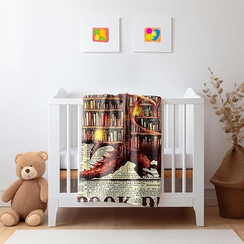 Book Dragon Fleece Blanket Cozy Throw for Book Lovers, Vintage Dragon Design on Text Background, Warm and Soft Reading Blanket for Home, Couch, or Bed (L80 xW60) thumbnail 5