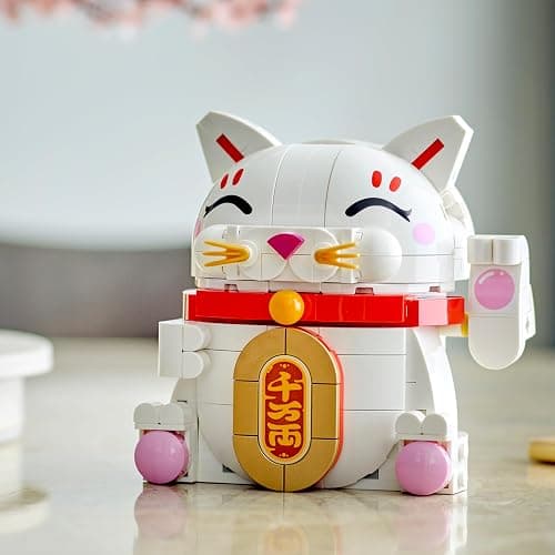 LEGO Gato de la Buena Suerte - Kit de Maquetas para Niños y Adultos - Figura Articulada de Gato con Pata Móvil, Moneda de Oro y Adornos para Pedir Deseos - Decoración del Año Nuevo Chino 40813 thumbnail 2