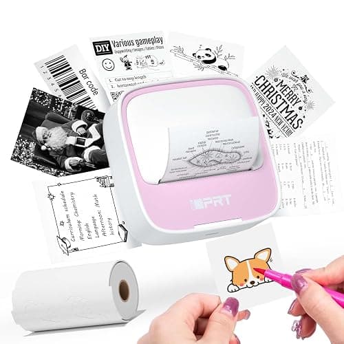 iDPRT Sticker Printer, Portable Sticker Maker Machine, Mini Inkless Bluetooth Thermal Printer for iPhone & Android, Pocket Printer for Labels, Barcodes, DIY Journaling, Kids Gift, Pink - Image 1