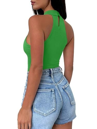 REORIA Women's Sexy Going Out Halter Neck Crop Tops Trendy Cut Out Sleeveless Y2K Nightout Clubwear Tank Tops thumbnail 2