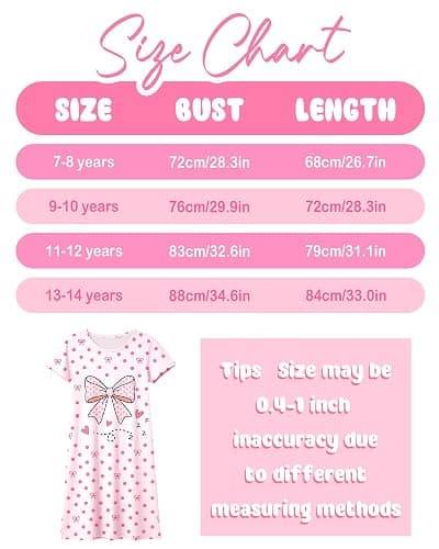 Girls Nightgowns Kids Nightdress 3-14 Years Short Sleeves Sleepwear Pajamas thumbnail 7
