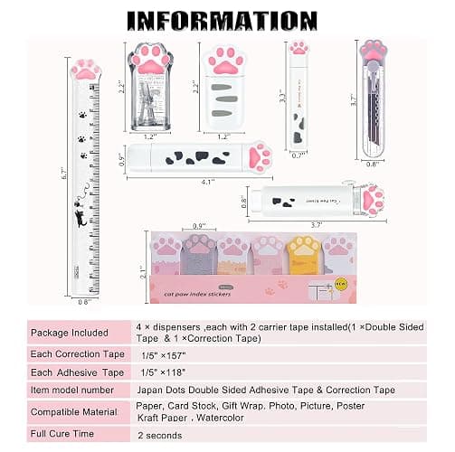 PANDENNER Cute School Supplies, Cute Stationary,Birthday Party Favors Set,Including Pencil Sharpener,Eraser, Correction Tape, Ruler, Mini Scissors,Utility Knife, for Cute School Supplies thumbnail 6