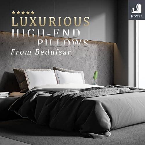 Bedufsar Bed Pillows for Sleeping, Queen Size Pillows Hotel Quality Set of 2, Fluffy and Supportive Gusseted Pillows for Side and Back Sleepers, Cooling Down Alternative Soft Pillow (20x30 in) thumbnail 2