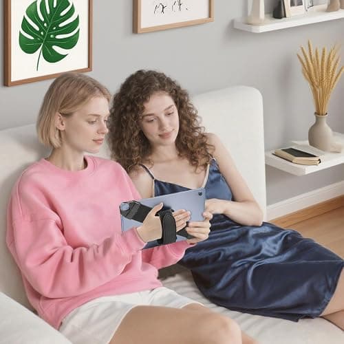 Fintie Universal Tablet Hand Strap Holder for 9-11 Inch Tablets eReaders, 360 Degrees Swivel PU Leather Secure Portable Adjustable Handle Grip for iPad, Galaxy Tab and 9-11" Tablets, Black thumbnail 6