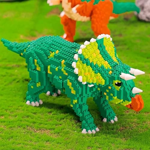 Larcele 1737 Pièces Micro Dinosaure Blocs de Construction Kit, Bricolage Mini Blocs de Briques Jouet Set KLJM-06 (Tricératops) thumbnail 2