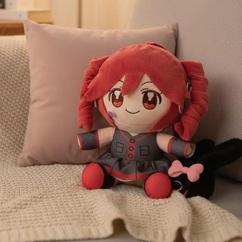 Collectible Pink Drill Twin Tail Girl Plush 22cm, Cute Anime Plush Character with 3D Twin-Drill Hair, Red and Black Outfit Figure Stuffed, Soft Anime Plushie Pillow Gift for Fans & Collectors thumbnail 4