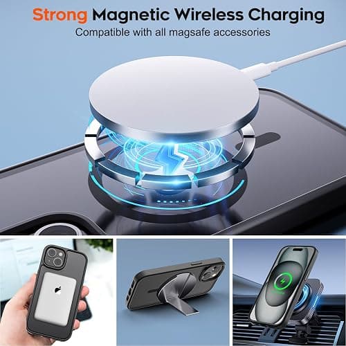 zapica Magnetic for iPhone 15 Case & iPhone 14 Case, [Compatible with MagSafe] [Military Grade Drop Protection] Translucent Matte Shockproof Anti-Scratch Phone Cover, Black thumbnail 4