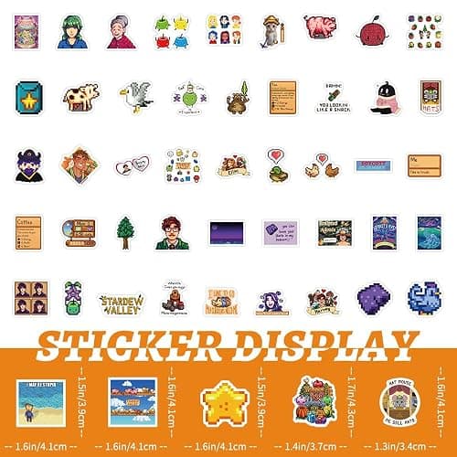 Stardew Waterproof Valley Sticker Set – 100 Unique Vinyl Stickers for Fans, Laptops, and Journals,Skateboard Bike Bumper Car Guitar Water Bottle Luggage thumbnail 5