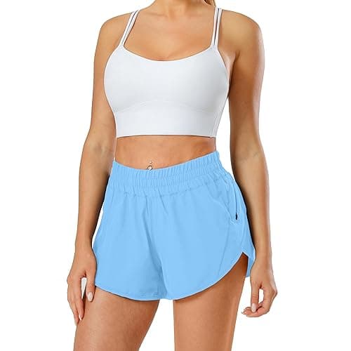 Aurefin Athletic Shorts for Women,Women's Quick Dry Workout Sports Active Running Track Shorts with Elastic and Zip Pockets - Regular Fit - XX-Small - Aero Blue thumbnail 3