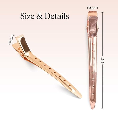 Kitsch Professional Alligator Clips for Hair Styling – 3.5" Aluminum Hair Sectioning Clips for Salon & Makeup Application | Ideal Gifts for Women – Rose Gold, 6 Pcs thumbnail 5
