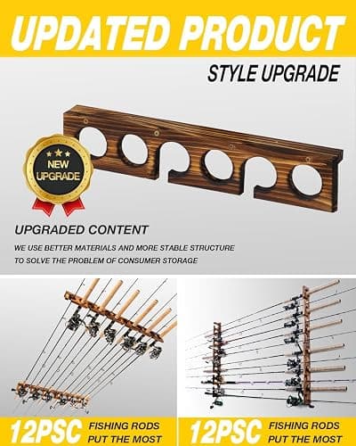 Ghosthorn Holds Up to 12 Rods Fishing Pole Rod Racks Wall or Ceiling Mounted Fishing Pole Rod Holders for Garage Storage Organizer Fishing Gear Equipment for Men Women thumbnail 4