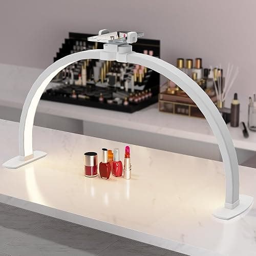 iVict Half Moon Light for Nail Desk, 29In 40W Nails Tech Light with Phone Stand, 10 Adjustable Brightness, 3 Color Temperature Led Desk lamp for Nail, Tattoos, Eyebrows, Beauty(White) - Image 1