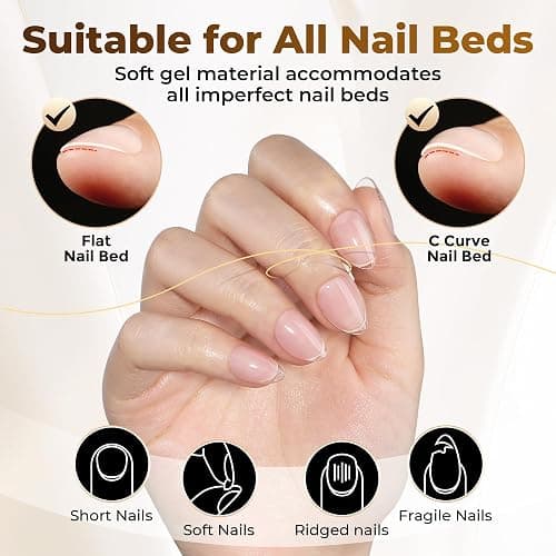 UNA GELLA Extra Short Almond Nail Tips Full Cover 504PCS Gel Nail Tips Short Almond Shaped Nails Tips Soft Gelly Gel Clear Fake Nails Tip for Acrylic Nail Tip Soak Off Home DIY Salon Nails 12 Sizes thumbnail 4