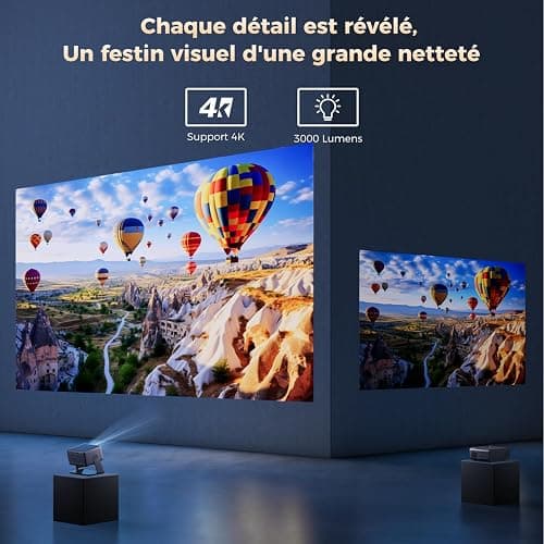Vidéoprojecteur 30000 Lumens [Netflix & Dolby Audio] Projecteur Video Auto Focus/Keystone WiFi Bluetooth AMEELA Portable Videoprojecteur 4K FHD 1080P HDMI/USB intégré avec Youtube/PrimeVideo thumbnail 3