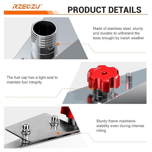 RZEOZU Mini Bike Gas Fuel Tank Kit Replacement for Mega Moto MMB80 MMB105 Monster Moto 80cc Parts Coleman RB100 RT100 Oryxearth 105cc Minibike Assembly Accessories Stainless Steel thumbnail 7