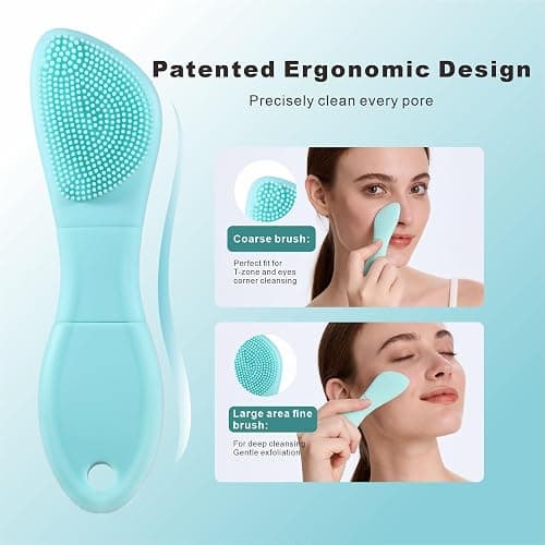 YUSAGO Multifunctional Face Washing Brushes,2 in 1 Pore Cleaning Brush & Blackhead Scraper,Pimple Extractor for Women Men,Face Scraper Skin Spatula,Pore Scrubber for Deep Cleansing.(Green) thumbnail 5