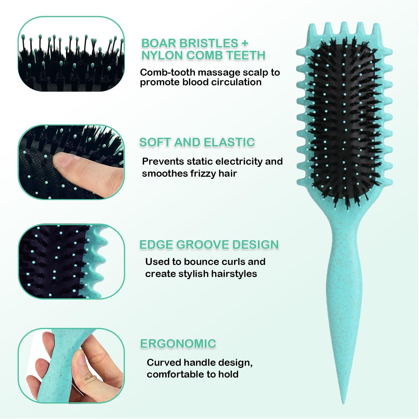 New Curly Hair Brush, 2025 Newest Brush Less Pulling Styling Brush for Men and Women, Curl Brush,Boar Bristle Hair Brush Styling Brush for Detangling (Pink) thumbnail 3