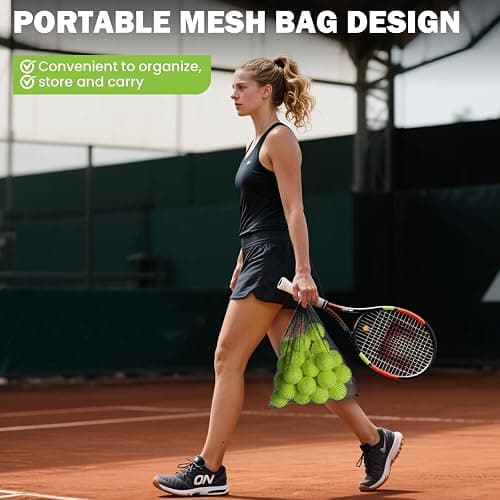 FURWEY Tennis Balls, 12/24/36/80 Pack Bulk Tennis Balls Pressureless Tennis Ball, Come with Mesh Bag for Easy Transport,Pet Dog Playing Balls, Good for Beginner Training Ball thumbnail 9