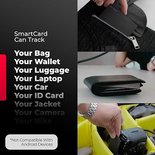 KeySmart MFI-Certified SmartCard Wallet Tracker Card, Compatible with Apple Find My App, Rechargeable Thin GPS Item Finder for Luggage Tag, Smart Bluetooth Tracking with Key Chain Hole Black, 1 Pack thumbnail 5
