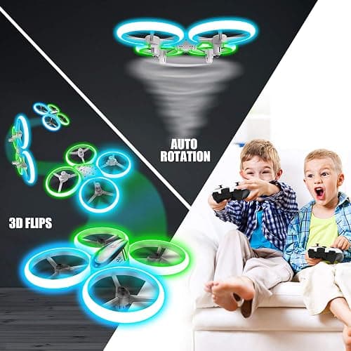 Q9s Drones for Kids,RC Drone with Altitude Hold and Headless Mode,Quadcopter with Blue&Green Light,Propeller Full Protect,2 Batteries and Remote Control,Easy to fly Kids Gifts Toys for Boys and Girls thumbnail 3