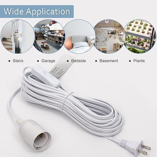 JACKYLED Extension Hanging Lantern Cord Cable 2-Pack 20ft UL 360W with E26 E27 Socket On/Off Button Pendant Lighting thumbnail 4