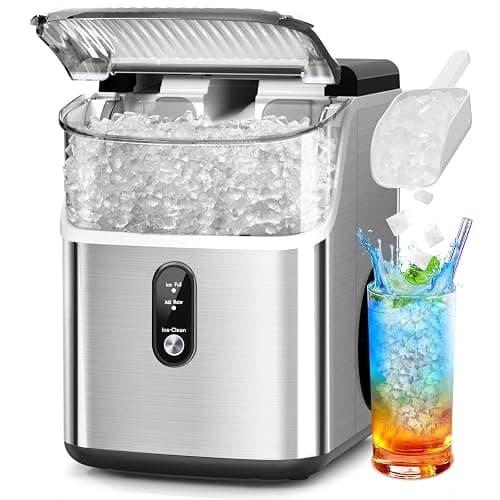 Electactic Countertop Nugget Ice Maker Pro - 34lbs/24H, Self-Cleaning Pellet Ice Machine with Soft Chewable Ice, One-Touch Operation for Home, Kitchen, Office (Silver) - Image 1