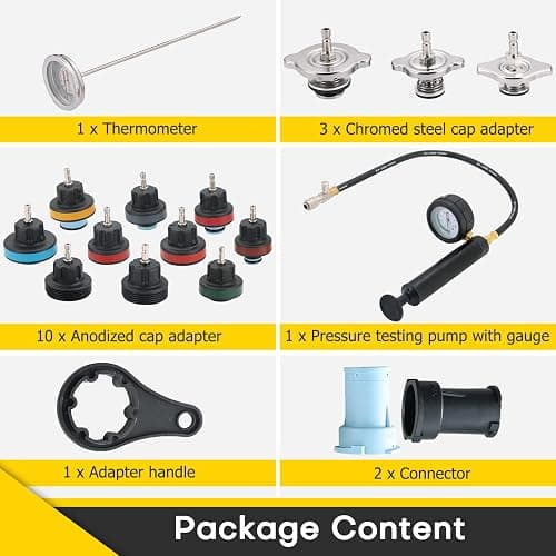 Acymner Radiator Pressure Tester Kit | 18PCS Coolant Pressure Tester Kit,Radiator Pressure Pump Cooling System Car Leak Tester Detector Tool Water Tank Adapter Auto Coolant Vacuum Purge Head Gasket thumbnail 2