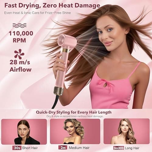 Mythsight Dual Voltage StyleVibe 8-in-1 Air Styler, Hair Dryer & Blow Dryer Brush with Travel Case - Auto Wrap Curls (L/R), Fast Drying, Thermal Brush for Blowouts & Frizz-Free Volume, No Heat Damage thumbnail 3