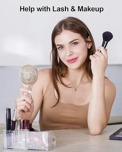 TriPole Portable Handheld Fan Mini Rechargeable Battery Eyelash Fan, Cream | 3 Speeds, Strong Wind, Compact Size, Lightweight, Personal Small Hand Held Fan for Makeup Skincare Travel Outdoor Concerts thumbnail 3