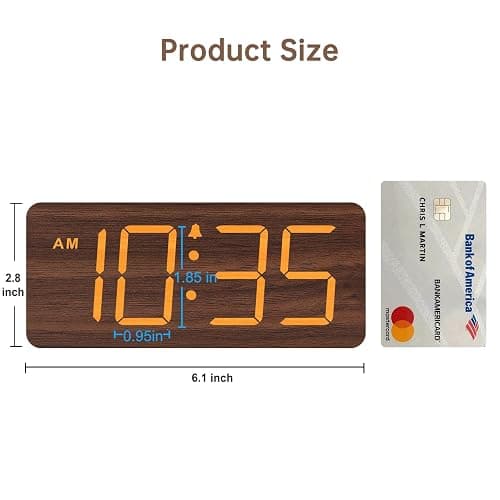 DreamSky Wooden Digital Alarm Clock for Bedroom - Desk Clock with Large Numbers for Living Room Office, Loud Alarm for Heavy Sleepers Adults, Volume Control, Dimmer, DST, Wood Decor (Plug in Clock) thumbnail 7