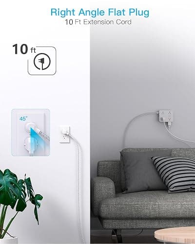 10 Ft Surge Protector Power Strip, HANYCONY Extension Cord with 8 AC Outlets 4 USB (2 USB C) Ports, Flat Plug, Wall Mount Desk USB Charging Station for Home thumbnail 7