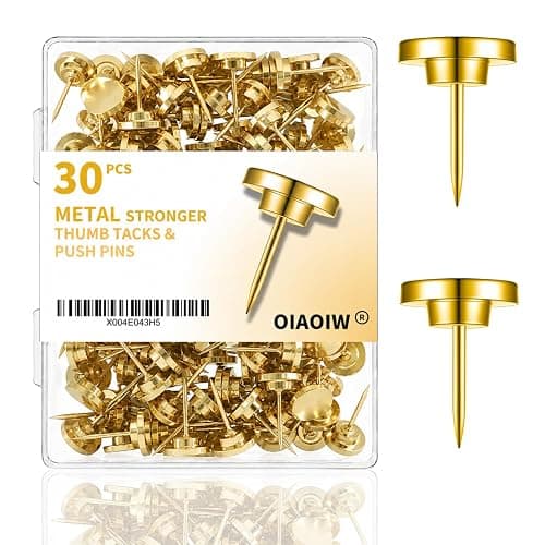 30PCS Metal Gold Heavy Duty Thumb Tacks for wall Push pins for wall | Flat tacs for wall for bulletin board for shadow box display - Image 1