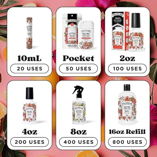 Poo-Pourri Before-You-Go Pocket Toilet Spray, Travel Essentials, Tropical Hibiscus, 1 Fl Oz, Up to 50 Uses, On-The-Go Bathroom Odor Deodorizer with Essential Oils, TSA Approved Size, Hibiscus, Apricot thumbnail 11