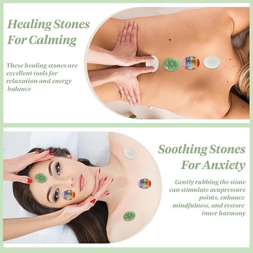 3 Pcs Thumb Worry Stones Green Aventurine Chakra Striped Opalite Anxiety Palm Stone Crystal Hand-Carved Healing Stones with 3 Kraft Cards Grounding Soothing Stones for Anxiety for Relief Meditation thumbnail 8