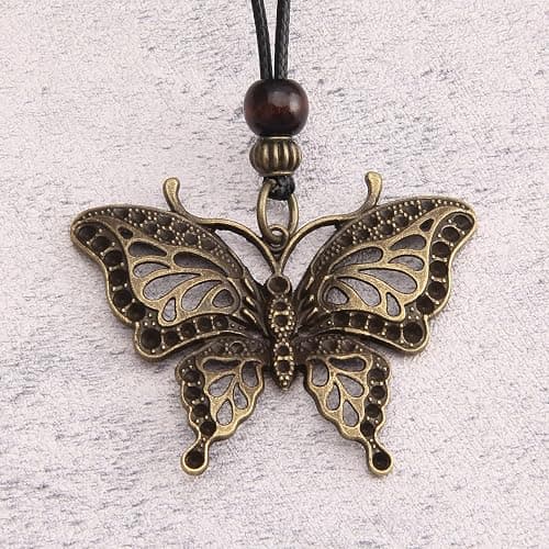 GelConnie Leather Cord Necklace Chain Multilayer Wooden Pendant Necklaces Vintage Jewelry Boho Long Sweater Necklace for Women Men thumbnail 2