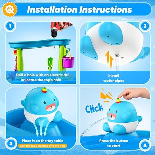 Water Table Pump Continuous Flow,Rechargeable Unicorn Toys Whale Pump,Battery Powered Water Pump Toy,Outdoor Water Play Table Accessories for Kids & Toddlers,Compatible with Step 2 thumbnail 3