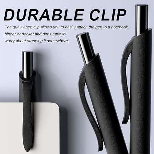 InkSlick 50 Pack Black Ink Pens - Bulk Pens, 1.0MM Medium Point Ballpoint Pens, Smooth Writing No Bleed Retractable Ball Point Pen (Black) thumbnail 5