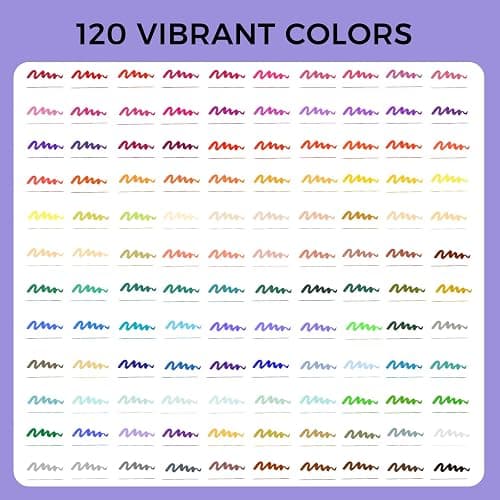 Artecho 120 Colors Dual Tip Markers for Adult Coloring Books with Bag | Drawing Pens For School, Fine and Brush Tip, Calligraphy, Drawing, Sketching thumbnail 3