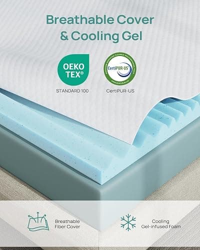 Releep 3 Inch Twin XL Gel Mattress Topper for College Dorm, Cooling Firm Bed Topper for Pressure Relief, Orthopedic Support Mattress Topper with Non-Slip Washable Cover, CertiPUR-US Dorm Bed thumbnail 5