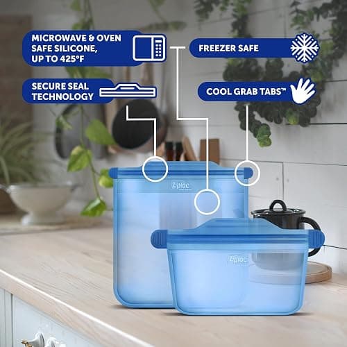Ziploc Endurables Small, Medium, and Large Pouch, Reusable Silicone Bags and Food Storage Meal Prep Containers for Freezer, Oven, and Microwave, Dishwasher Safe thumbnail 2