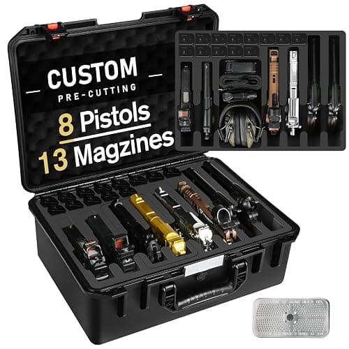 Pistol Gun Case for Multi Handguns - Hold Multiple Pistols & Magazines, Pre-cut Waterproof Hard Shell Gun Box, TSA Approved Pistol Case for SIG Sauer, Smith & Wesson, for Colt, for Revolver, for Glock - Image 1