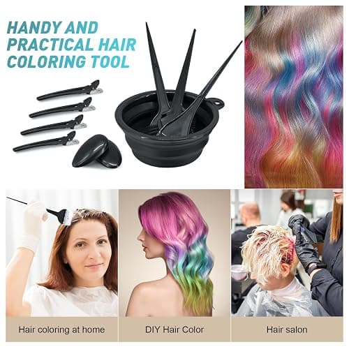 Xarchy 10 Pc Hair Bleach Kit - Hair Coloring Products With Dye Brush, Color Bowl, Earmuffs, Clip for Salon Bleaching & Highlighting thumbnail 6